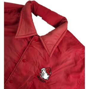 Vintage Georgia Bulldogs Jacket Mens Red Bomber Windbreaker‎ NCAA- READ